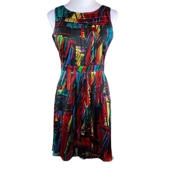 Ellen Tracy Multicolored Sleeveless Fit And Flare Dress, Size 6P - Picture 3 of 10